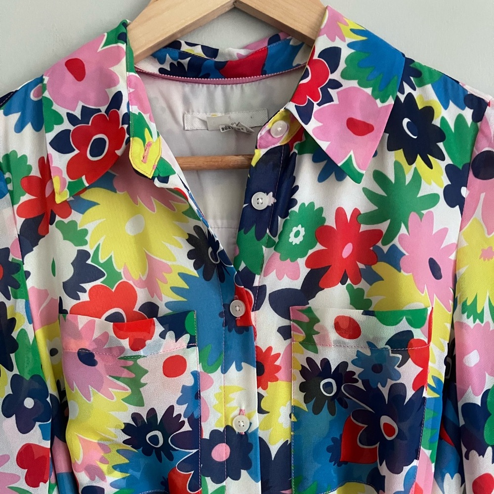 BODEN Abigail Midi Shirt Colorful Floral Retro Print Dress Size 4P - Picture 6 of 16
